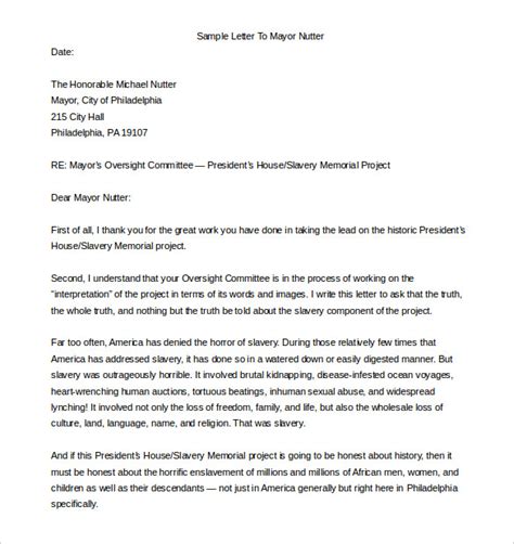 complaint letter to mayor.